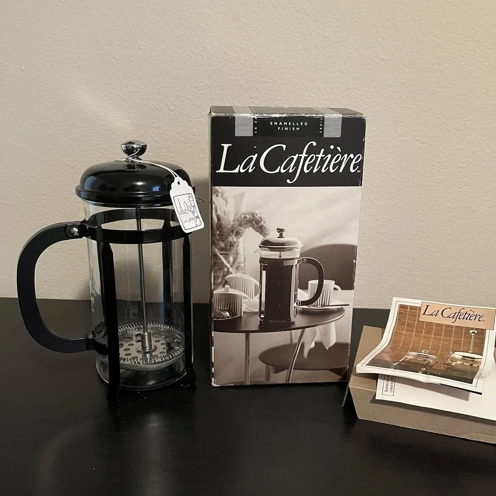 VTG La Cafetière 8 Cup French Press The‎ Original Black Enamel Finish